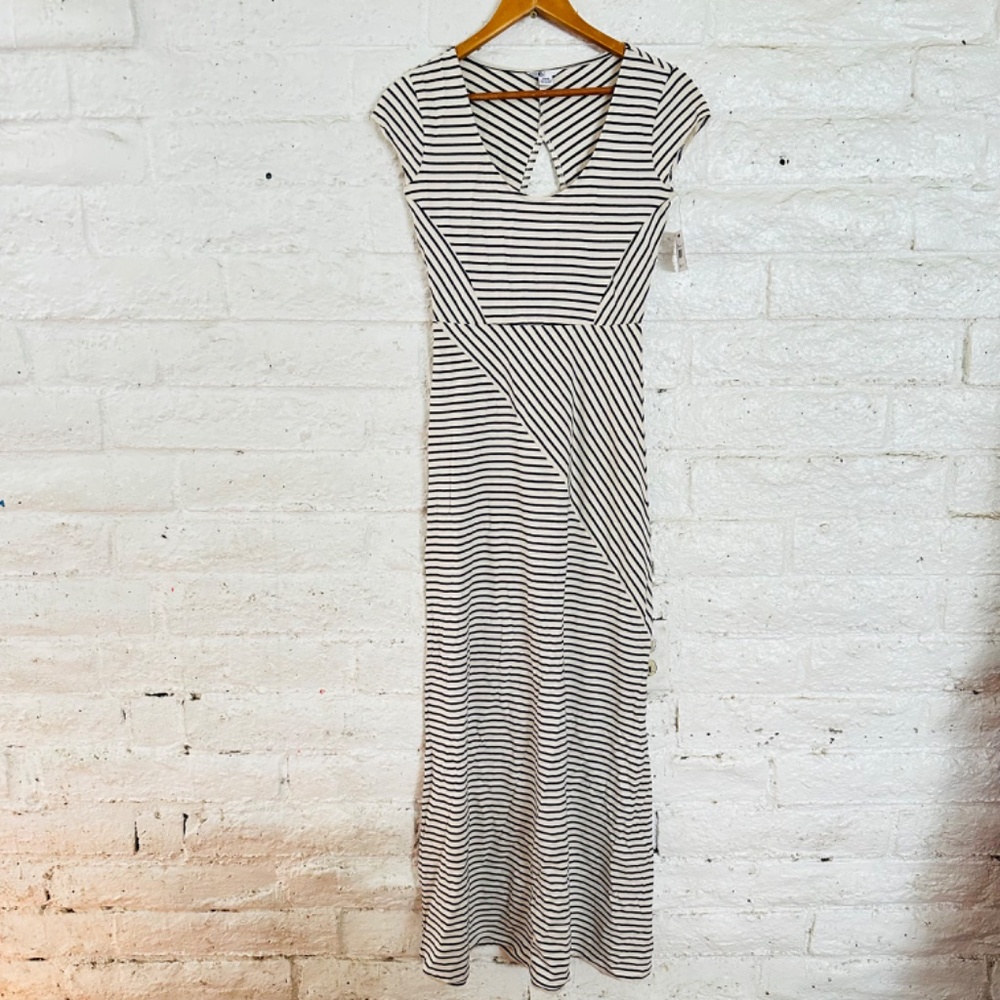 black and beige stripes. The long dress size S/P10 - Picture 5 of 11